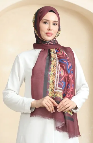 Ethnic Patterned Cotton Shawl 90177-09 Claret Red 90177-09