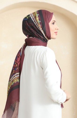 Châle Coton A Motifs Ethnique 90177-09 Rouge Claret 90177-09