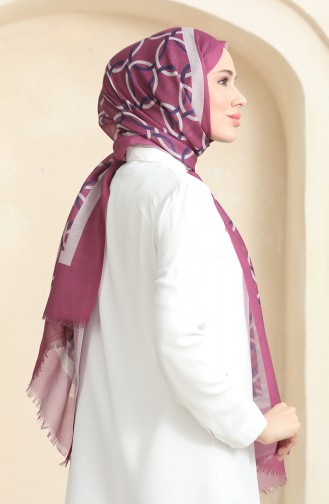 Châle Coton A Motifs Anneaux 90178-03 Prune 90178-03