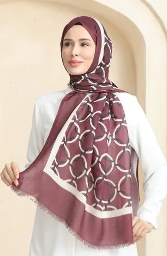 Ring Patterned Cotton Shawl 90178-05 Claret Red 90178-05