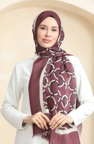 Ring Patterned Cotton Shawl 90178-05 Claret Red 90178-05