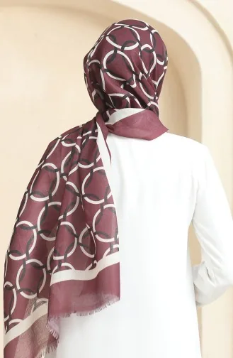 Ring Patterned Cotton Shawl 90178-05 Claret Red 90178-05