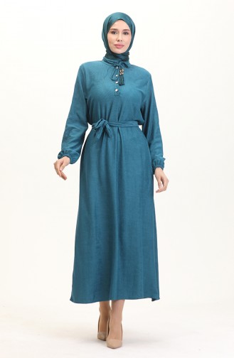 فستان سادة بأزرار 5025-03 بترولي 5025-03