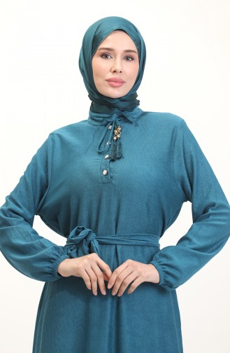 فستان سادة بأزرار 5025-03 بترولي 5025-03