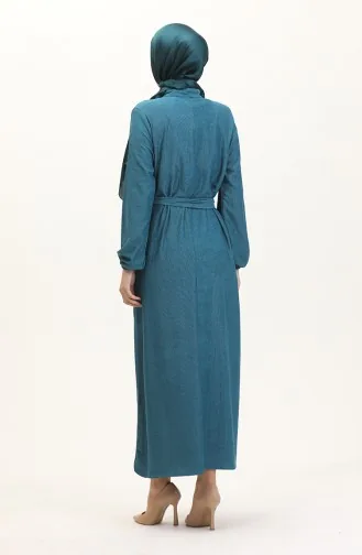 Prächtiges Kleid Mit Kragen Und Knöpfen 5025-03 Petrol 5025-03