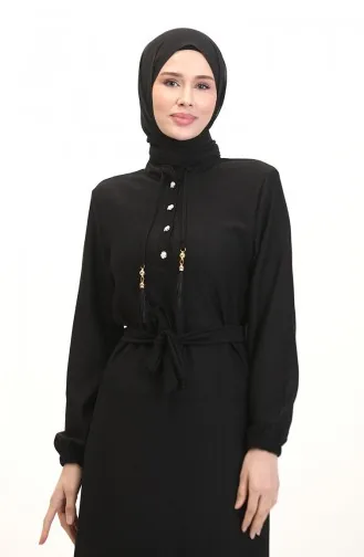 Prächtiges Kleid Mit Kragen Und Knöpfen 5025-04 Schwarz 5025-04