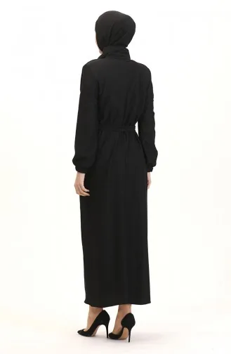 Prächtiges Kleid Mit Kragen Und Knöpfen 5025-04 Schwarz 5025-04