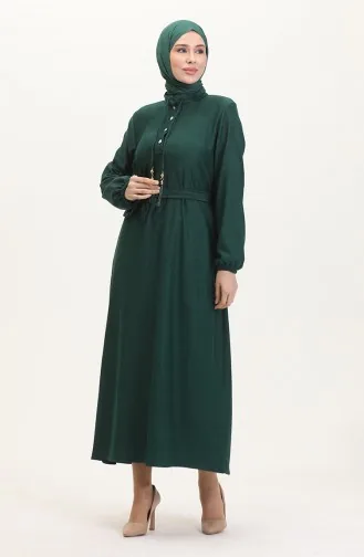 فستان سادة بأزرار 5025-05 أخضر 5025-05