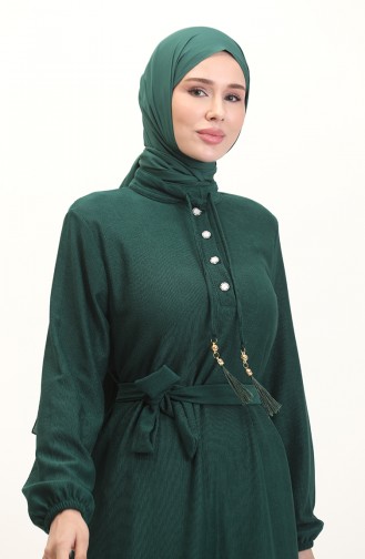 فستان سادة بأزرار 5025-05 أخضر 5025-05