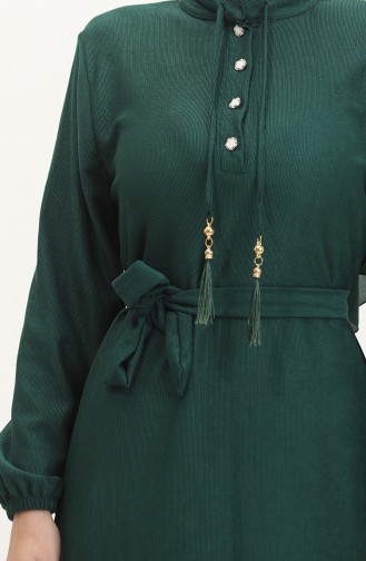 فستان سادة بأزرار 5025-05 أخضر 5025-05