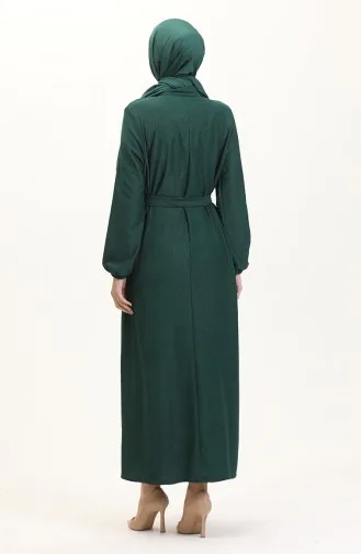 فستان سادة بأزرار 5025-05 أخضر 5025-05