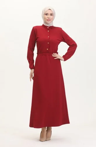 Kleid Mit Prächtigem Kragen Und Halben Knöpfen 0522-01 Weinrot 0522-01