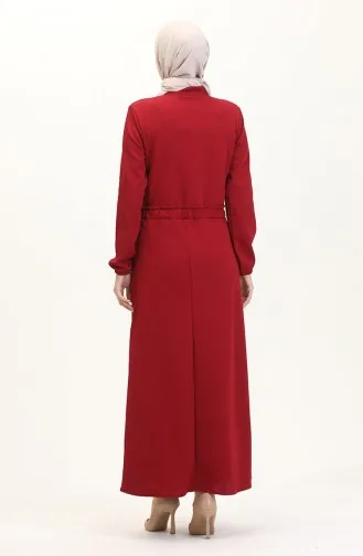 Kleid Mit Prächtigem Kragen Und Halben Knöpfen 0522-01 Weinrot 0522-01