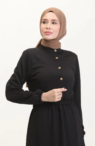 Robe Magnifique Col Demi Boutons 0522-02 Noir 0522-02