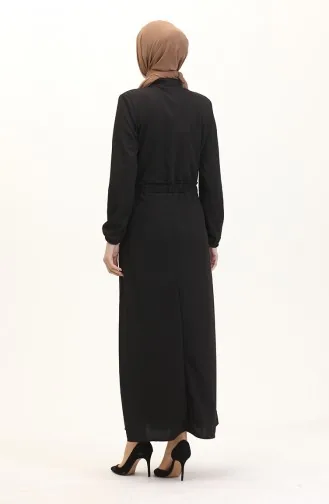 Robe Magnifique Col Demi Boutons 0522-02 Noir 0522-02