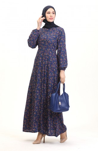 Robe Viscose Ajustée 0524-02 Bleu Marine 0524-02