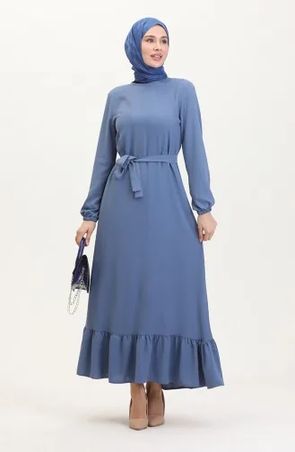 Robe A Ceinture Et Manches Elastiques 1015-08 Bleu Glace 1015-08