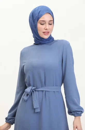 Robe A Ceinture Et Manches Elastiques 1015-08 Bleu Glace 1015-08