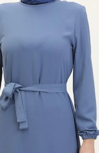 Robe A Ceinture Et Manches Elastiques 1015-08 Bleu Glace 1015-08
