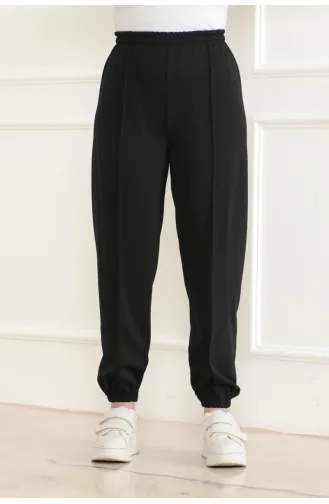 Elastische Jogginghose Mit Streifendetail 3033-01 Schwarz 3033-01