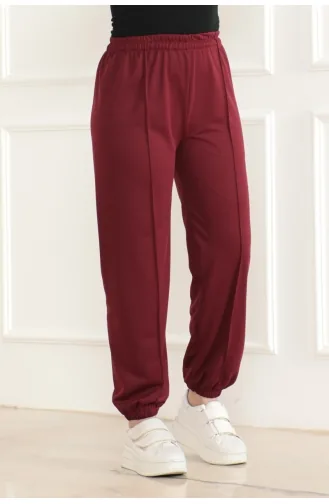Pantalon De Jogging Elastique Détail Rayure 3033-02 Rouge Claret 3033-02