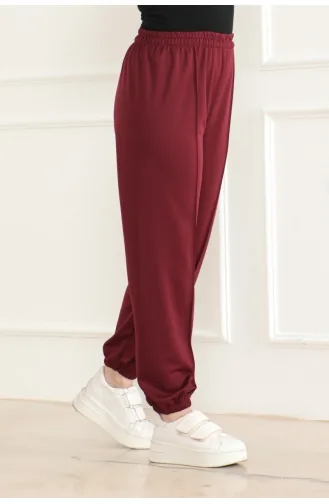 Pantalon De Jogging Elastique Détail Rayure 3033-02 Rouge Claret 3033-02