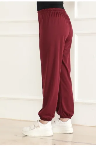 Pantalon De Jogging Elastique Détail Rayure 3033-02 Rouge Claret 3033-02