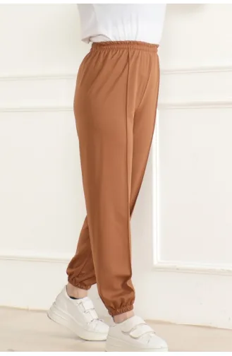 Elastische Jogginghose Mit Streifendetail 3033-03 Hellbraun 3033-03