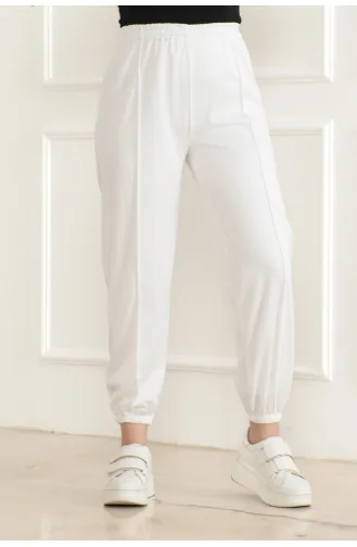 Elastische Jogginghose Mit Streifendetail 3033-04 Ecru 3033-04