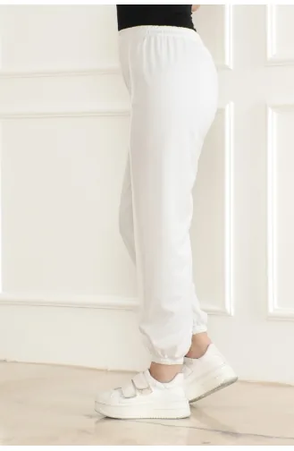 Elastische Jogginghose Mit Streifendetail 3033-04 Ecru 3033-04