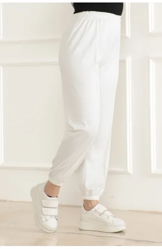 Elastische Jogginghose Mit Streifendetail 3033-04 Ecru 3033-04