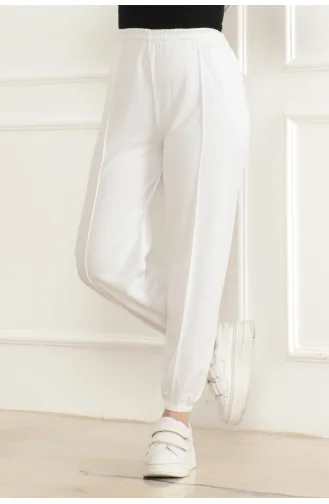 Elastische Jogginghose Mit Streifendetail 3033-04 Ecru 3033-04