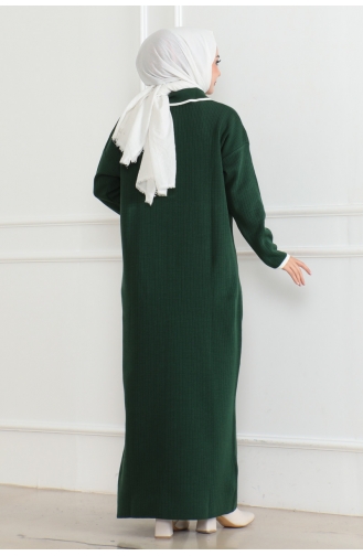 Robe Tricot Détail Boutons 254-05 Vert Emeraude 254-05
