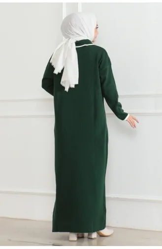 Robe Tricot Détail Boutons 254-05 Vert Emeraude 254-05