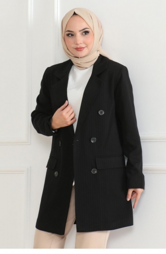 Veste Blazer Rayée Classique Noir 6110 15306