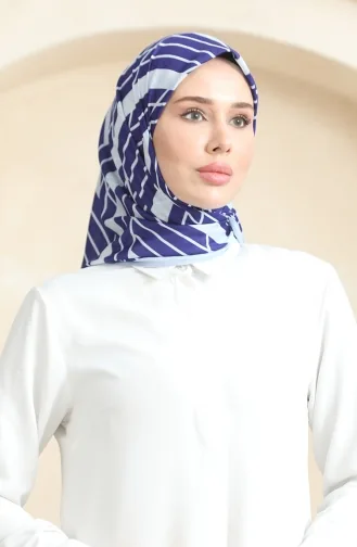 Soft Cotton Scarf 19093-03 Navy Blue Cream 19093-03