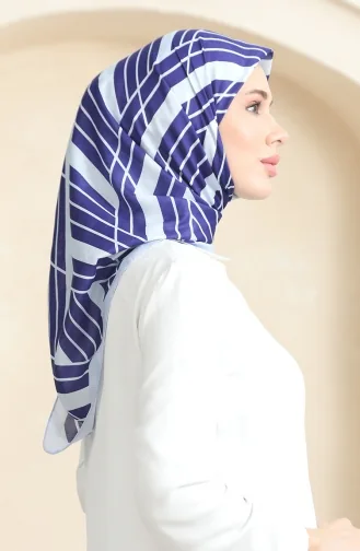 Soft Cotton Scarf 19093-03 Navy Blue Cream 19093-03