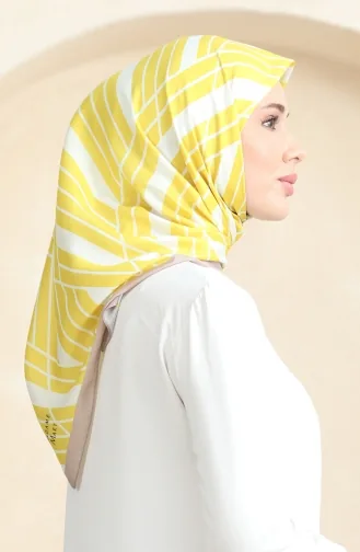 Zachte Katoenen Sjaal 19093-07 Wit Geel 19093-07