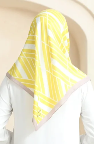Zachte Katoenen Sjaal 19093-07 Wit Geel 19093-07