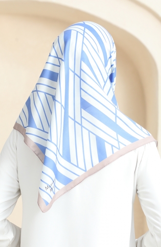 Zachte Katoenen Sjaal 19093-09 Wit Denimblauw 19093-09