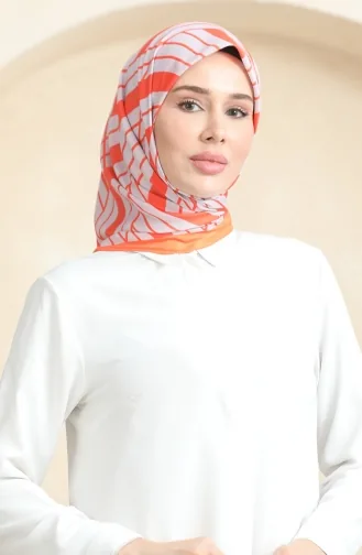 Soft Cotton Scarf 19093-12 Light Grey Orange 19093-12