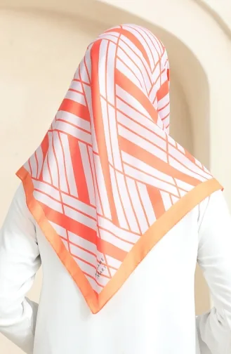 Soft Cotton Scarf 19093-12 Light Grey Orange 19093-12