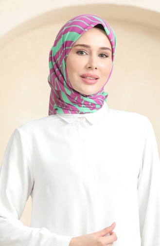 Soft Cotton Scarf 19093-14 Fuchsia Green 19093-14