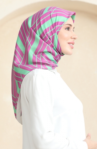 Soft Cotton Scarf 19093-14 Fuchsia Green 19093-14