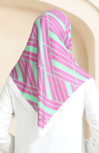 Soft Cotton Scarf 19093-14 Fuchsia Green 19093-14