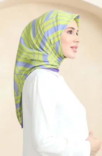 Soft Cotton Scarf 19093-19 Oil Green Lilac 19093-19