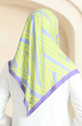 Soft Cotton Scarf 19093-19 Oil Green Lilac 19093-19