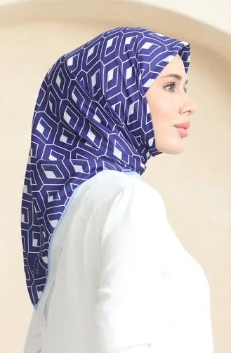 Zachte Katoenen Sjaal 19094-04 Marineblauw Crème 19094-04