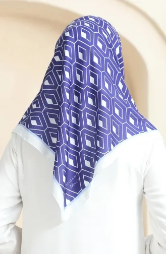 Zachte Katoenen Sjaal 19094-04 Marineblauw Crème 19094-04