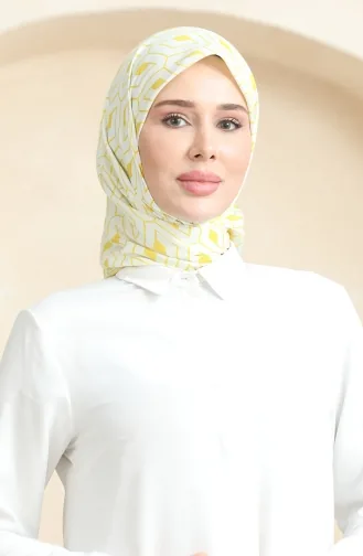 Soft Pamuk Eşarp 19094-09 Beyaz Sarı